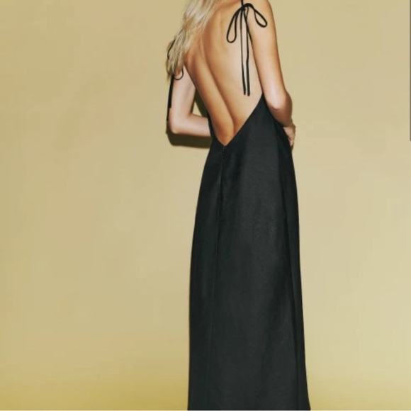 REFORMATION Selia open-back linen maxi dress BLACK SIZE SMALL - Picture 3 of 8